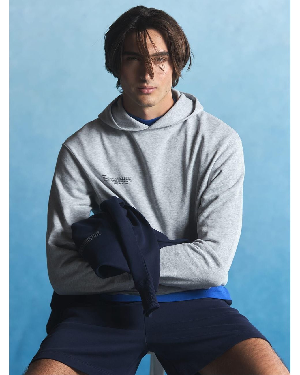 PANGAIA Blue Midweight Hoodie— Marl for men