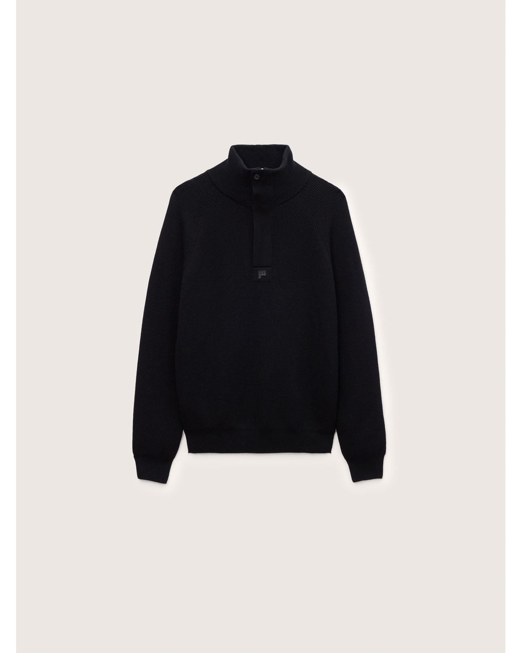 PANGAIA Black Merino Wool Half Zip Sweater for men