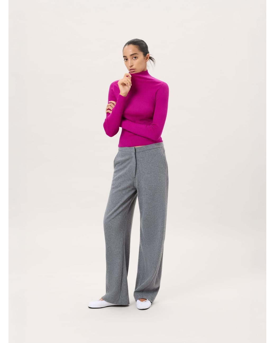 PANGAIA Pink Wool Jersey Trousers— Marl