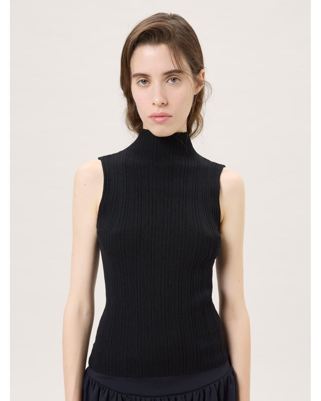 PANGAIA Black Merino Wool Sleeveless Top