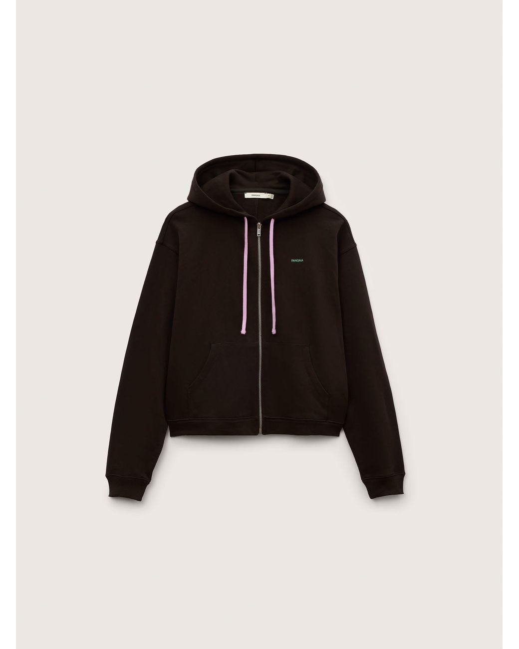 PANGAIA Black Midweight Zip Up Hoodie—Obsidian Core