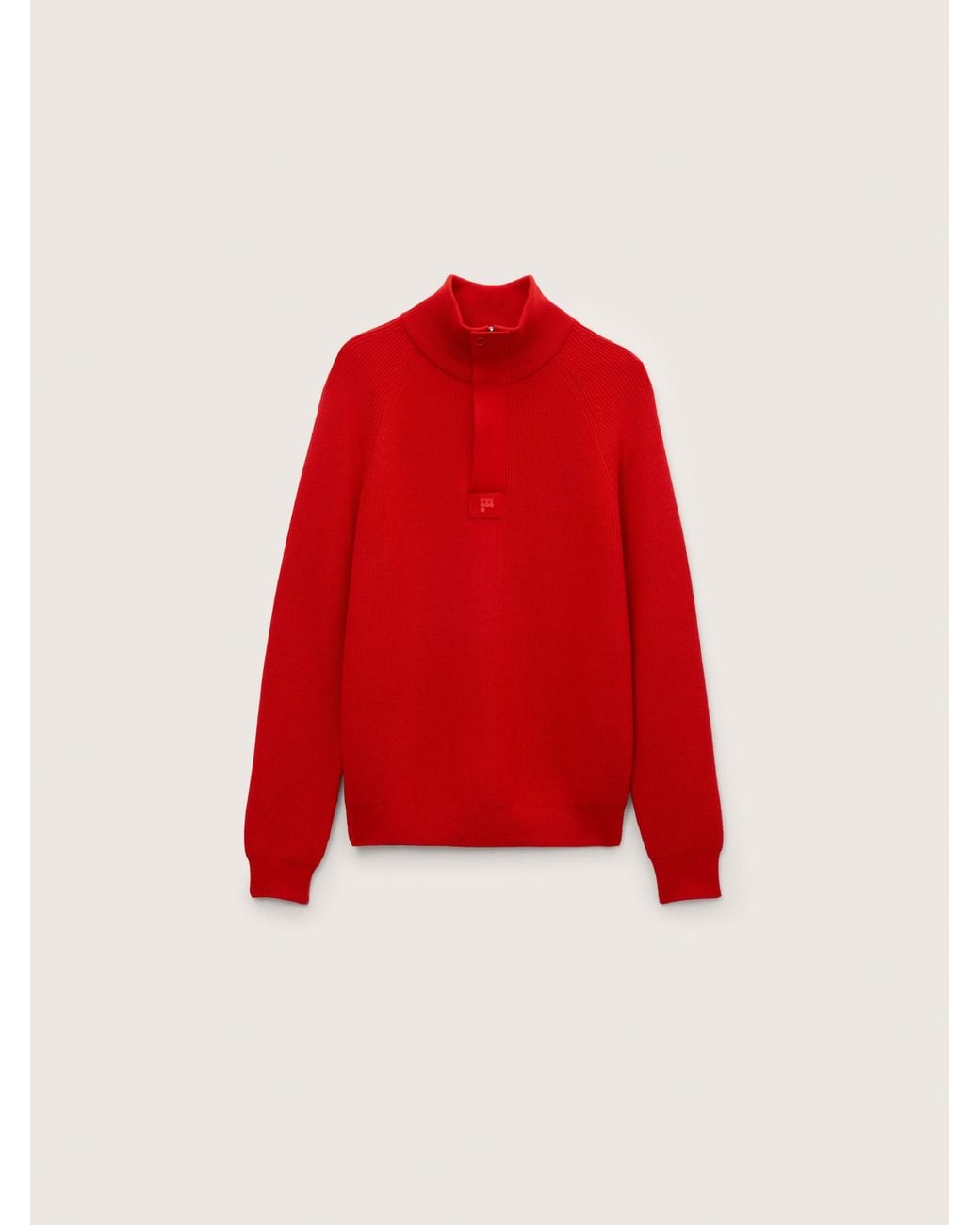 PANGAIA Red Merino Wool Half Zip Sweater—Coral for men