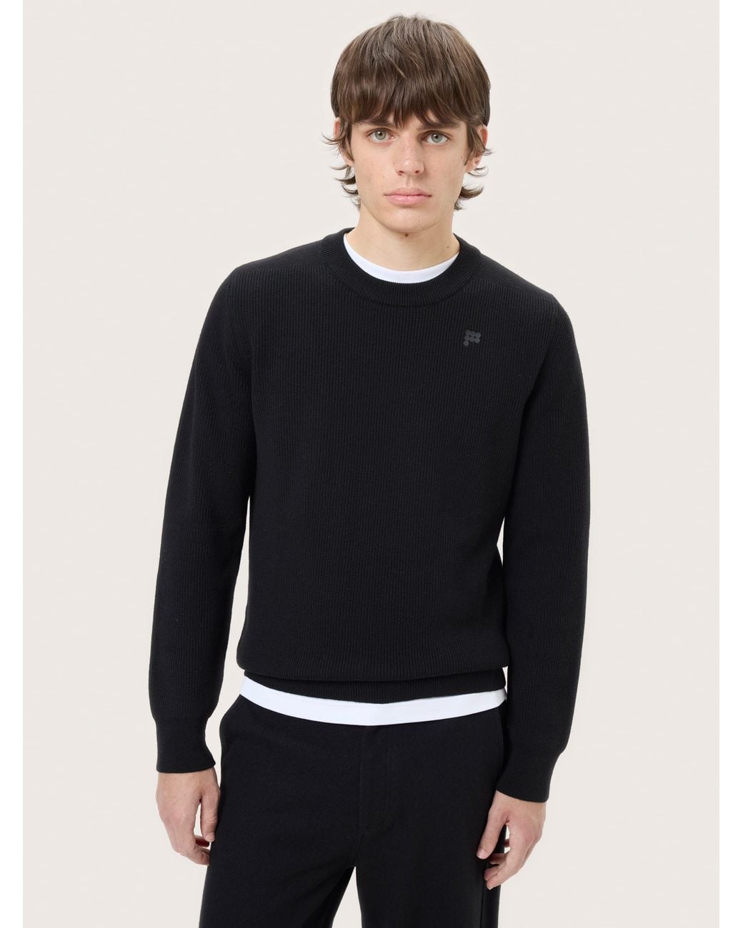 PANGAIA Black Merino Wool Sweater for men
