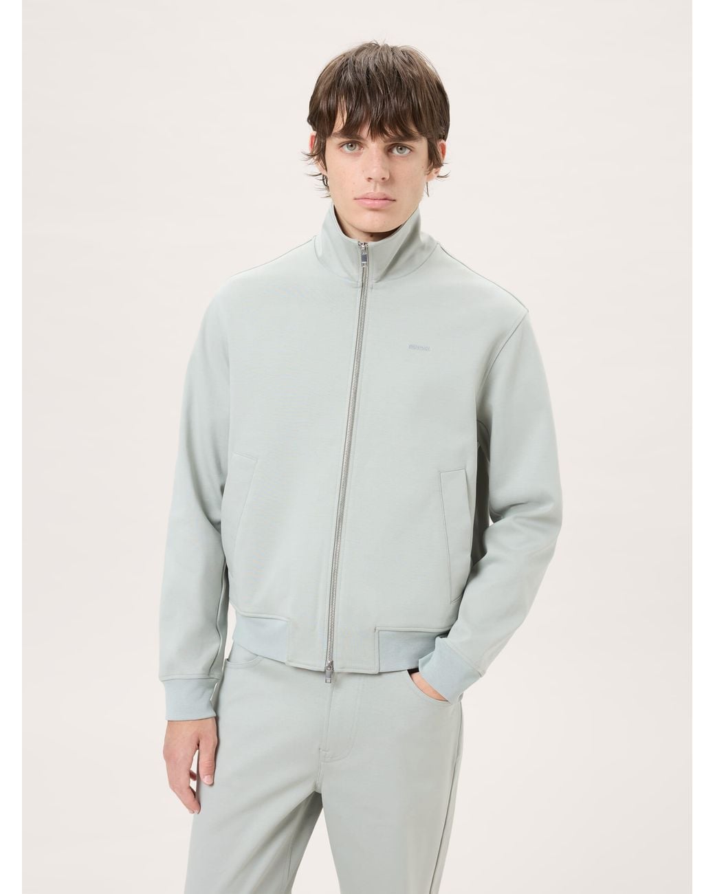 PANGAIA Gray Heavyweight Interlock Jacket—Silent Stone for men