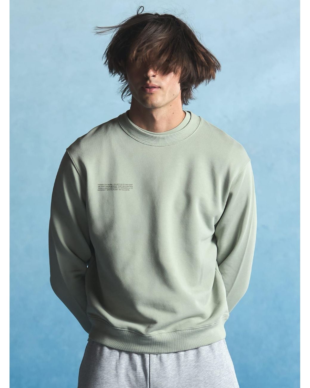 PANGAIA White Midweight Sweatshirt—Iron Fade for men