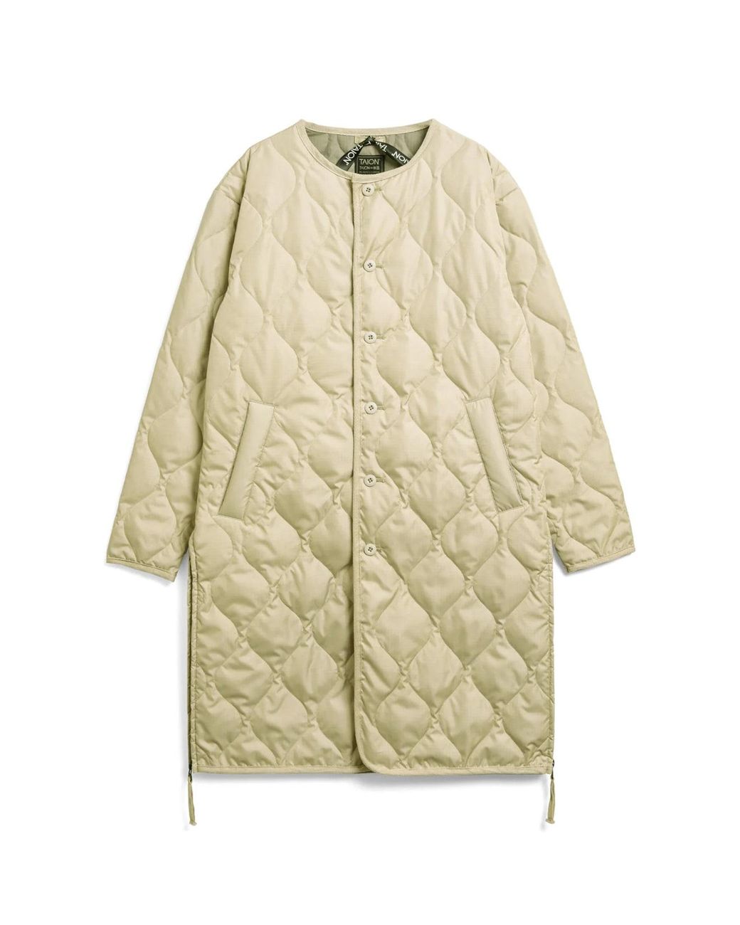 Taion Military Crew Neck Down Coat in Natural | Lyst