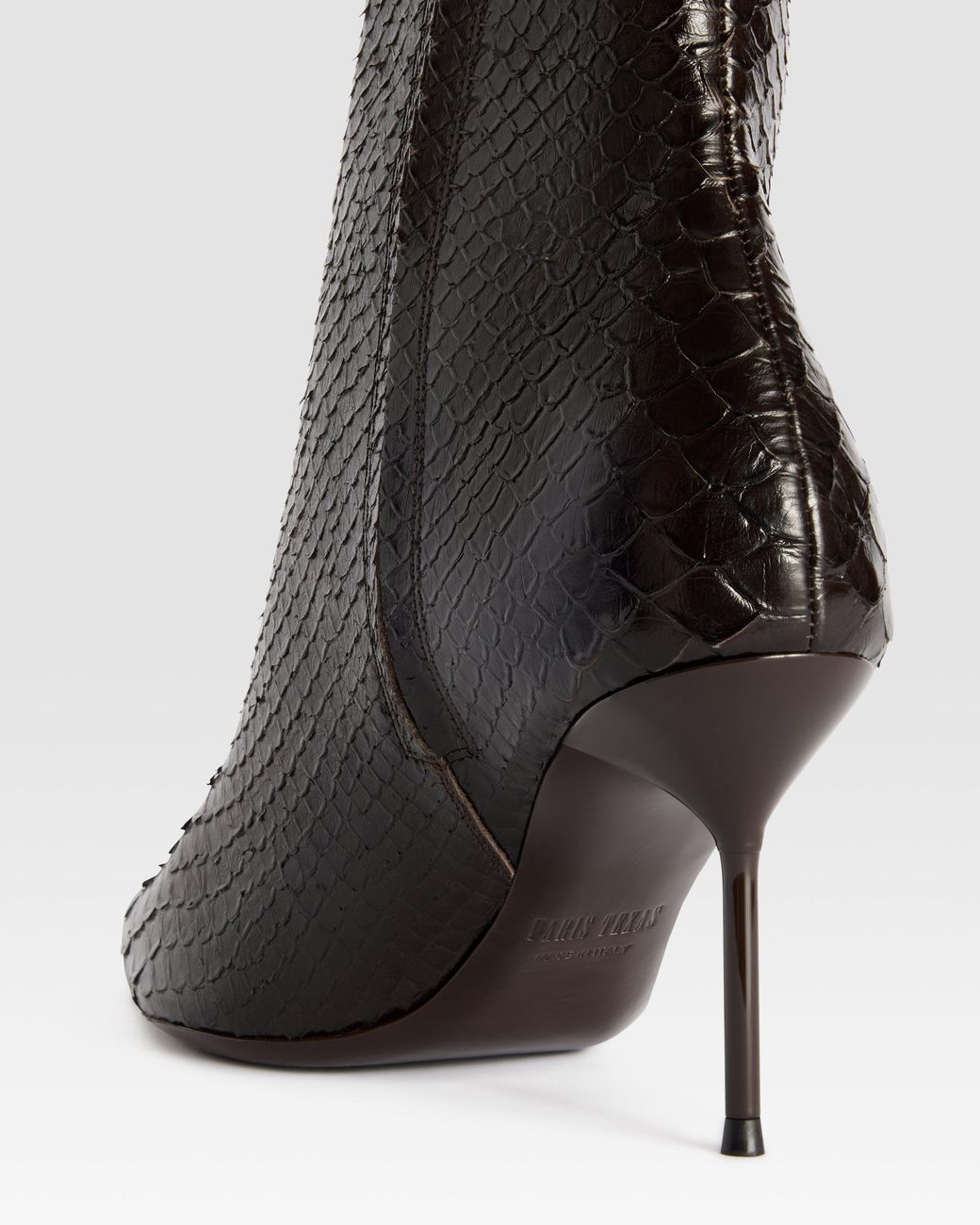 Paris Texas Black Python-Print Leather Boot With Cut-Out Effect
