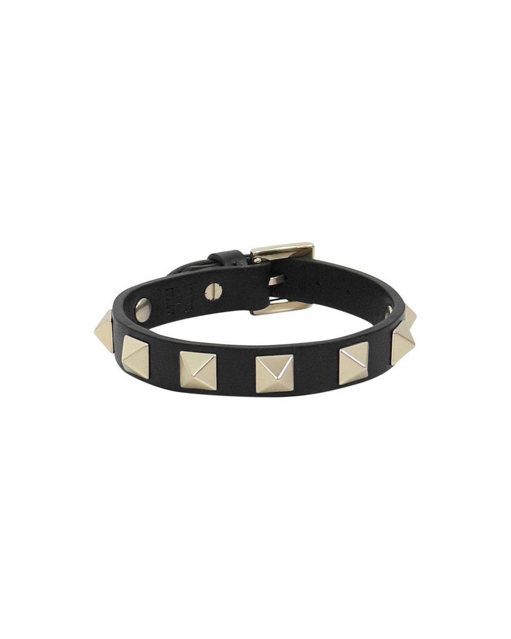 Valentino Garavani Rockstud Leather Bracelet in Black - Save 59% - Lyst