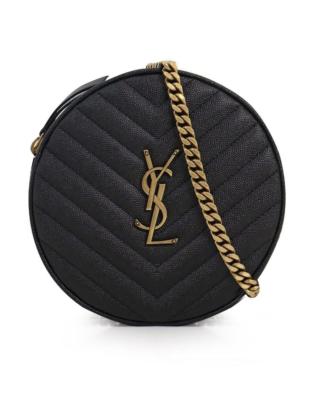 Saint Laurent Leather Monogramme Quilted Circle Bag Black/gold Lyst