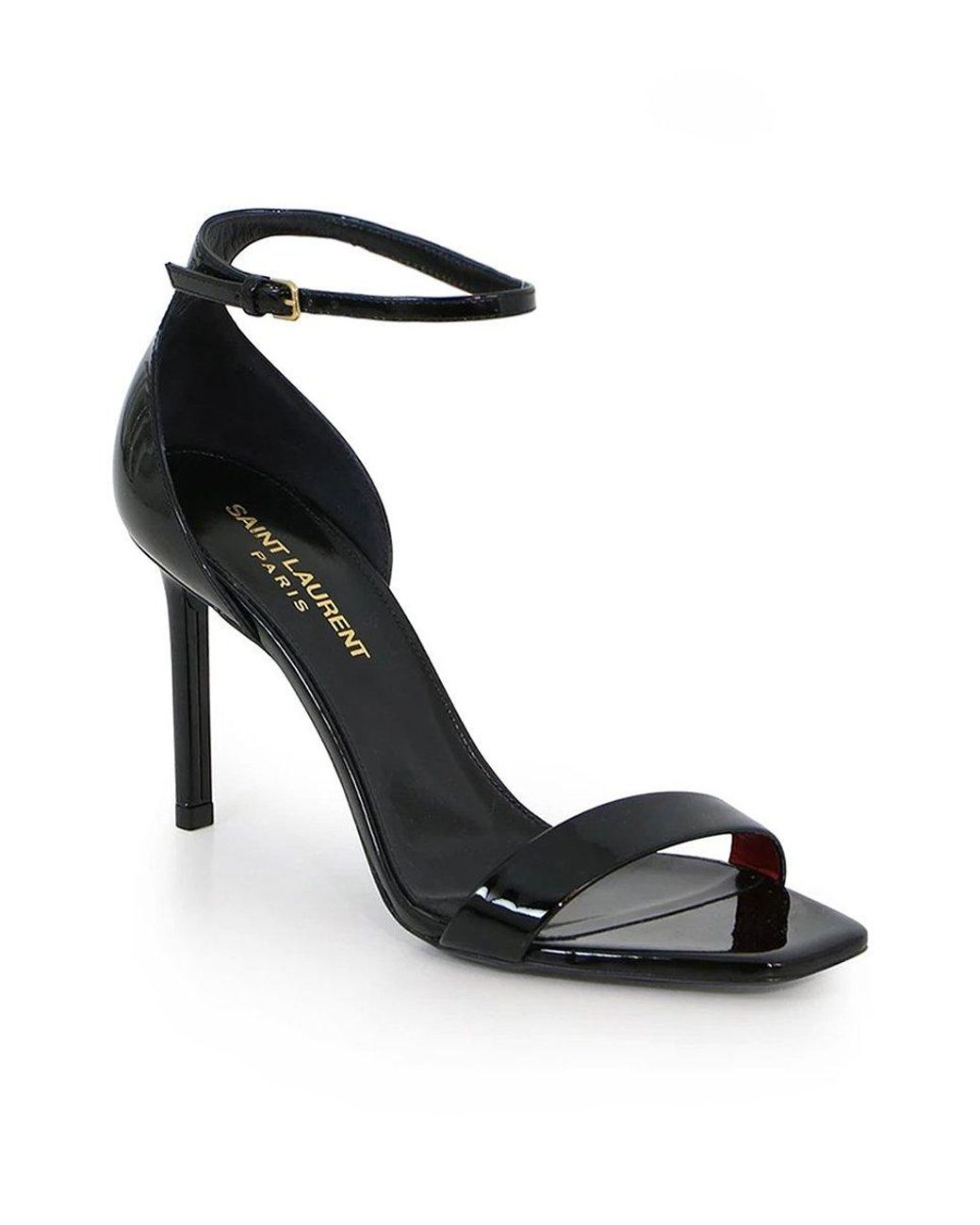 Saint Laurent Leather Amber Sandal 85mm Patent Black - Lyst