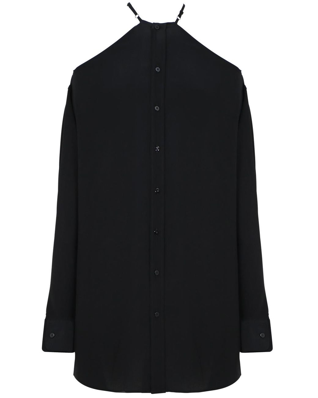 Maison Margiela Silk Cutaway Shoulder Mini Dress L/s Black - Lyst