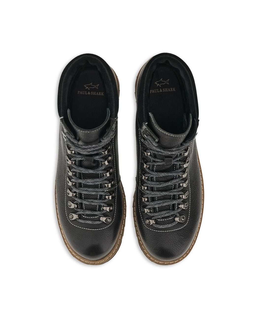 Paul & Shark Black Leather Lace-Up Boots for men
