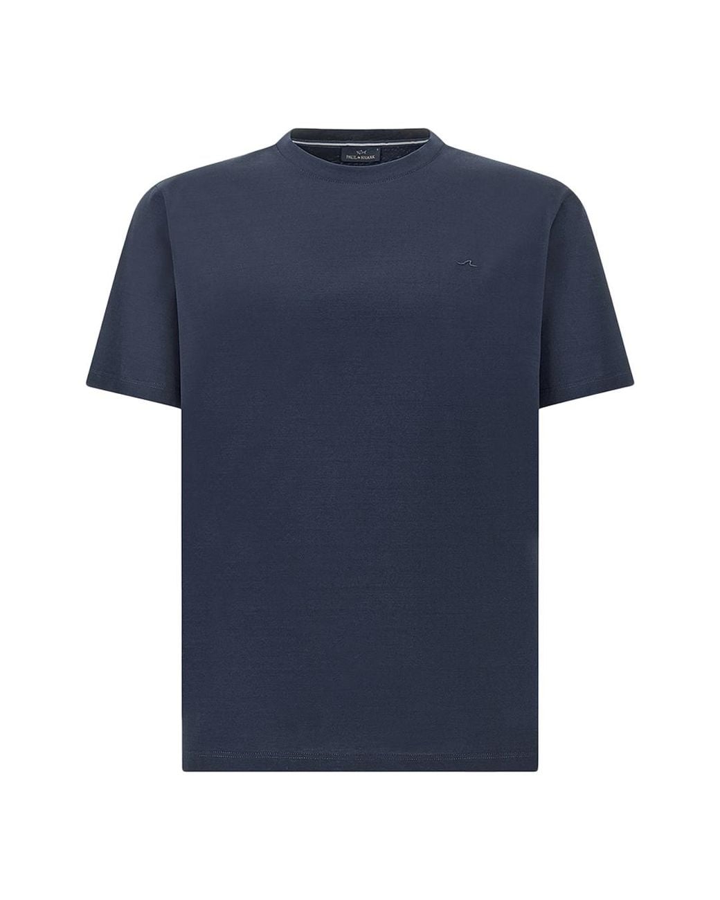 Paul & Shark Blue Cotton Jersey T-Shirt With Shark Fin Embroidery for men