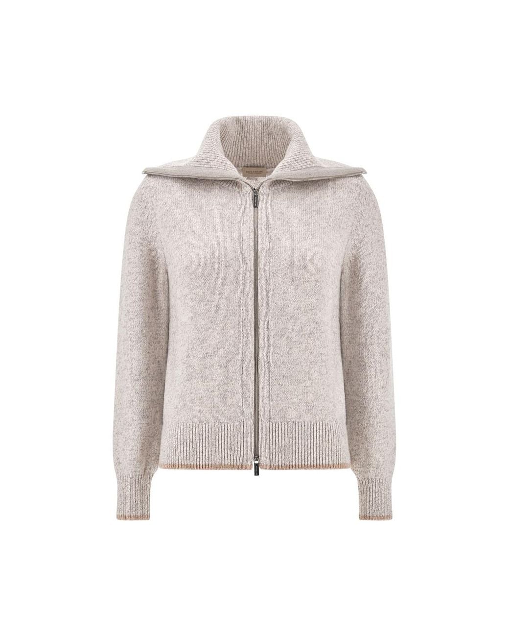 Paul & Shark Gray Wool And Cashmere Zip-Up Sweater, Snow