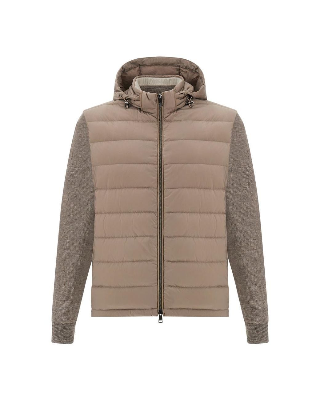 Paul & Shark Brown Ultralight Down Jacket With Removable Wool Sleeves for men