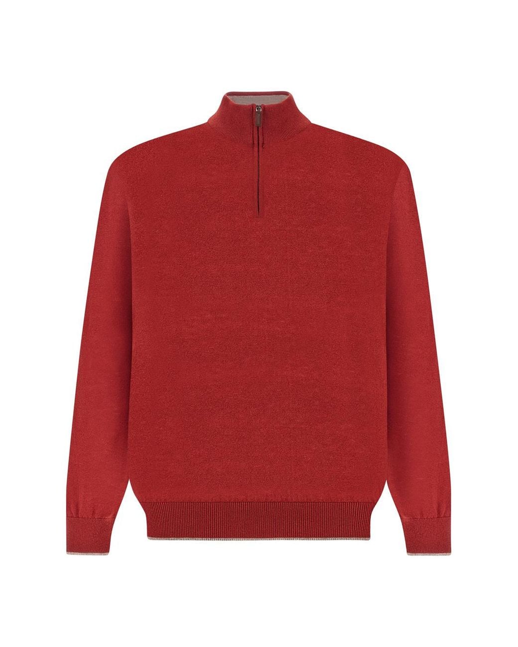 Paul & Shark Red Piuma Wool Half-Zip Sweater for men