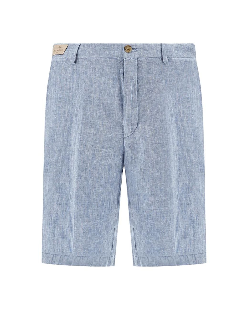 Paul & Shark Blue Linen Bermuda for men