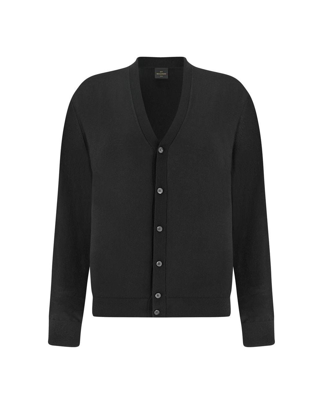 Paul & Shark Black Superfine 140's Merino Wool Cardigan for men