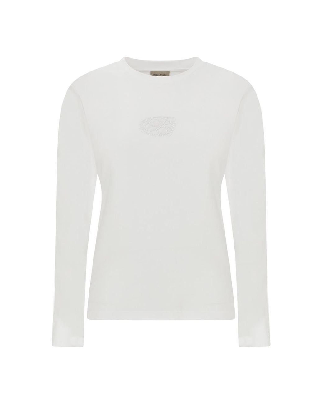 Paul & Shark White Supima Cotton Jersey T-Shirt With Beaded Logo Embroidery