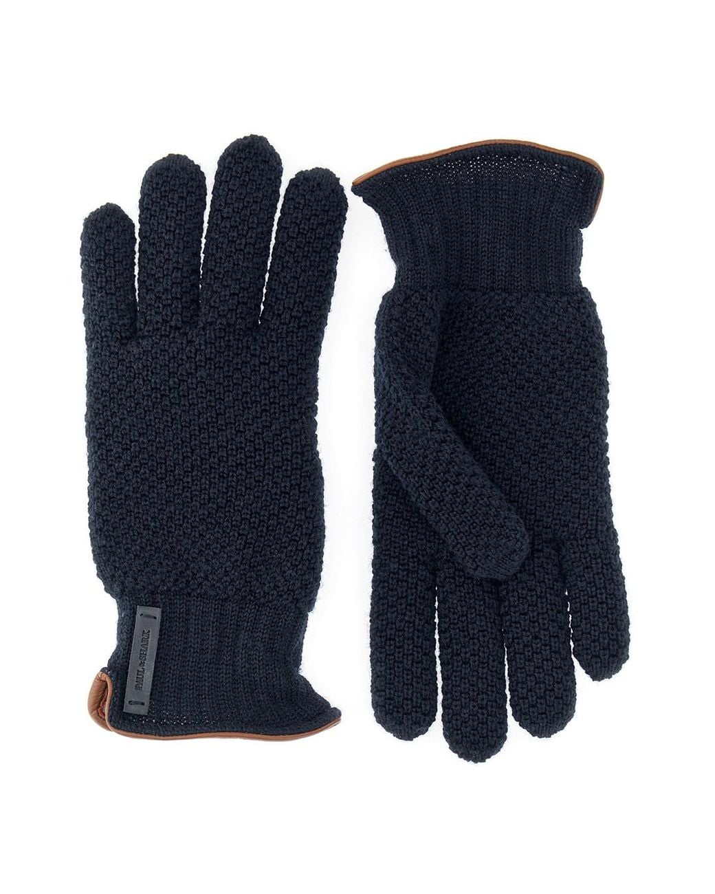 Paul & Shark Blue Wool Gloves With Leather Trims for men