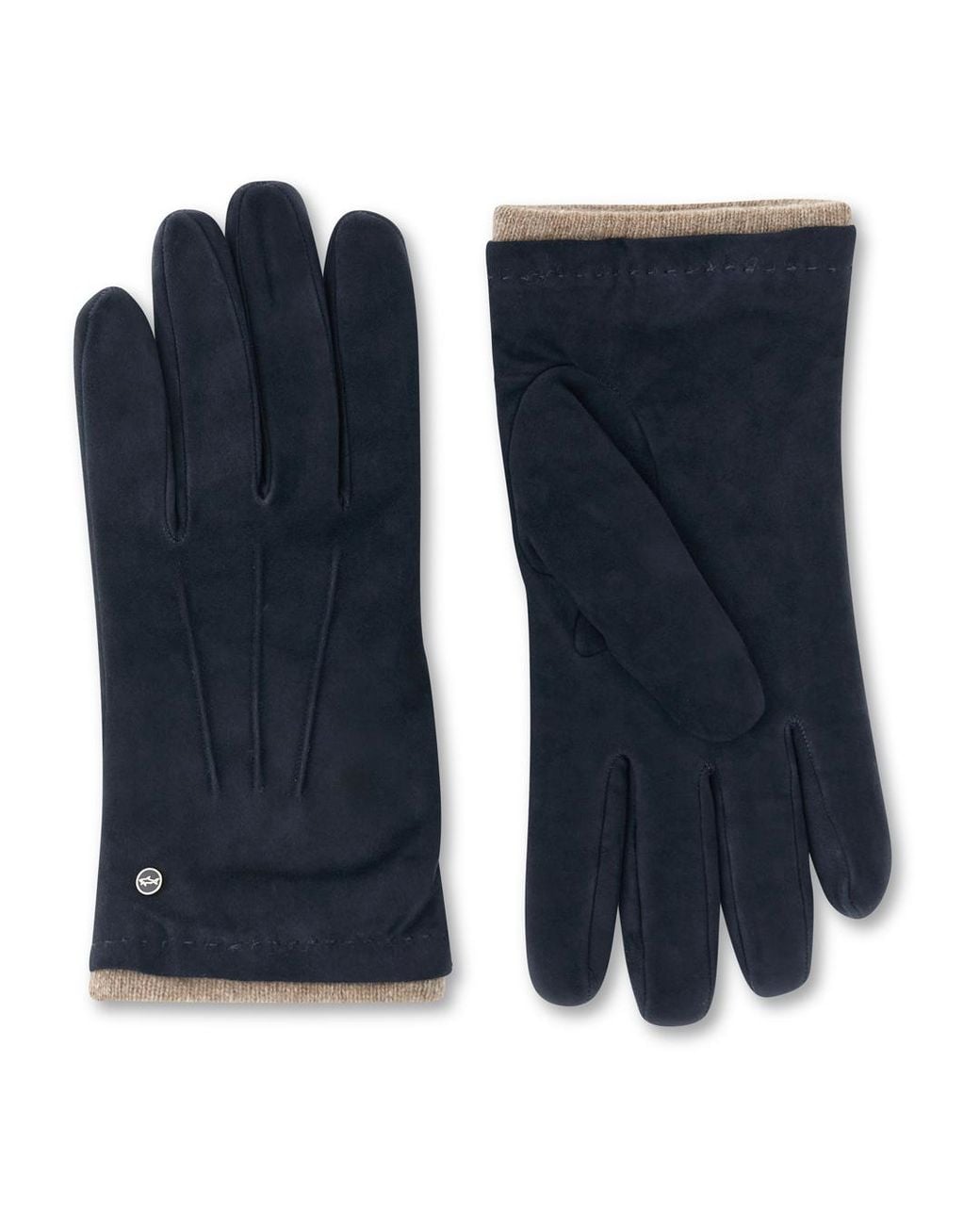 Paul & Shark Blue Aqualeather Suede Gloves With Cashmere And Wool Lining for men