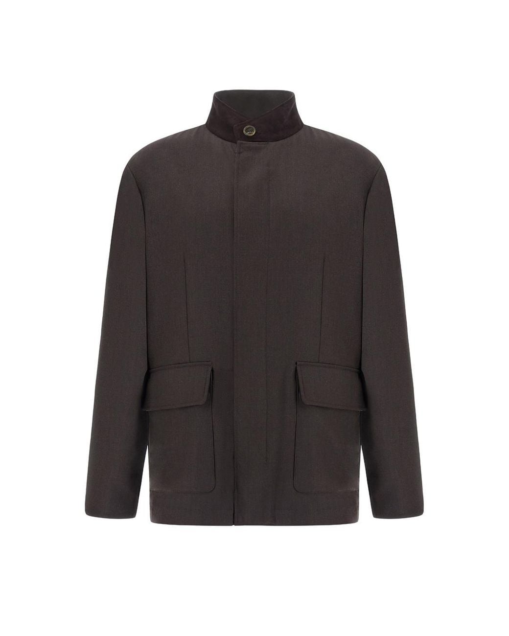 Paul & Shark Black Wool Field Jacket With Suede Details for men