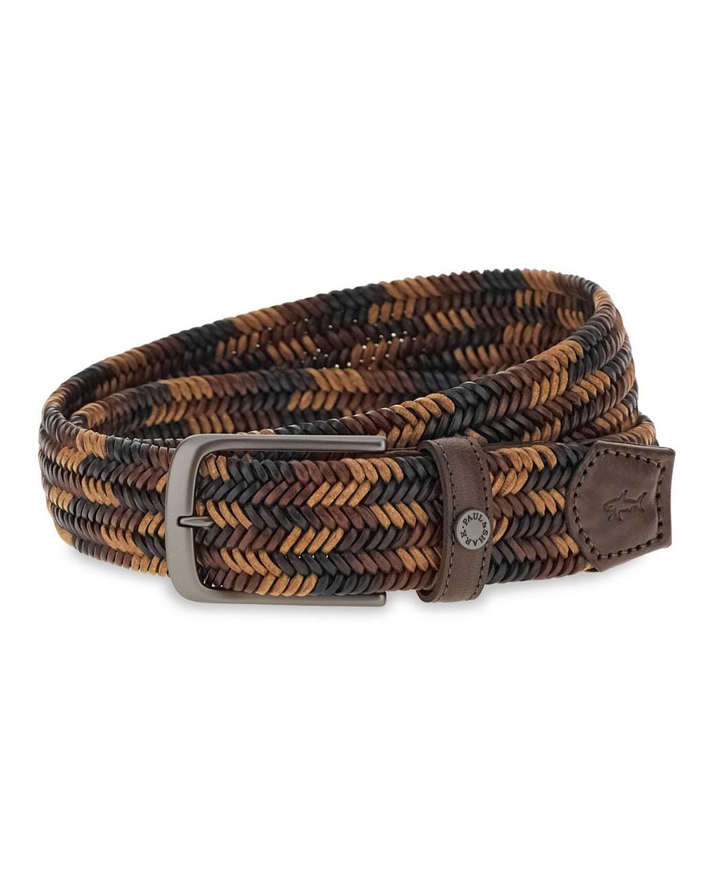 Paul & Shark Brown Braided Elastic Waistband With Leather Details for men