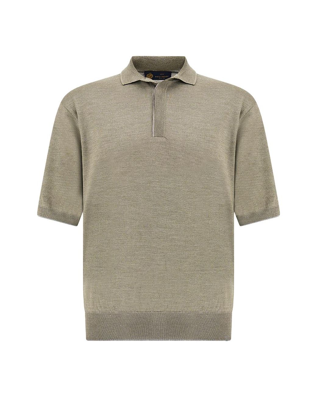 Paul & Shark Gray Wool And Silk Polo With Suede Details for men
