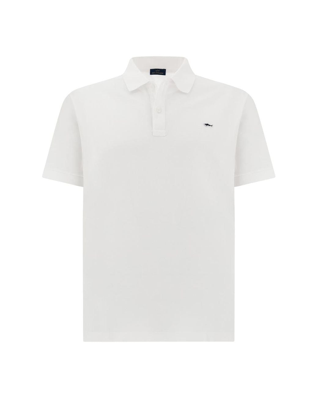 Paul & Shark White Double Piqué Cotton Polo Shirt With Shark Embroidery for men