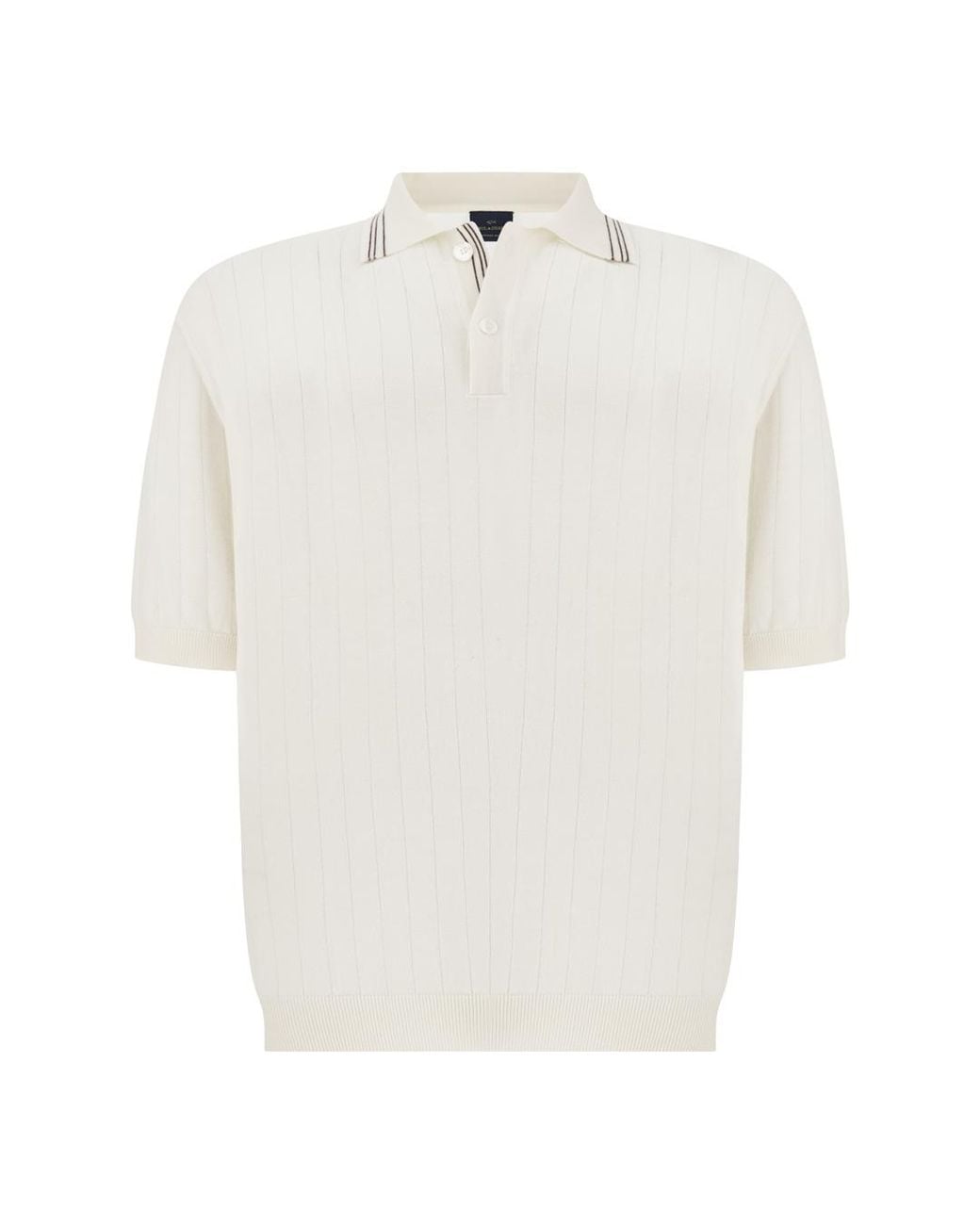 Paul & Shark White Summer Wool Polo With Striped Details for men
