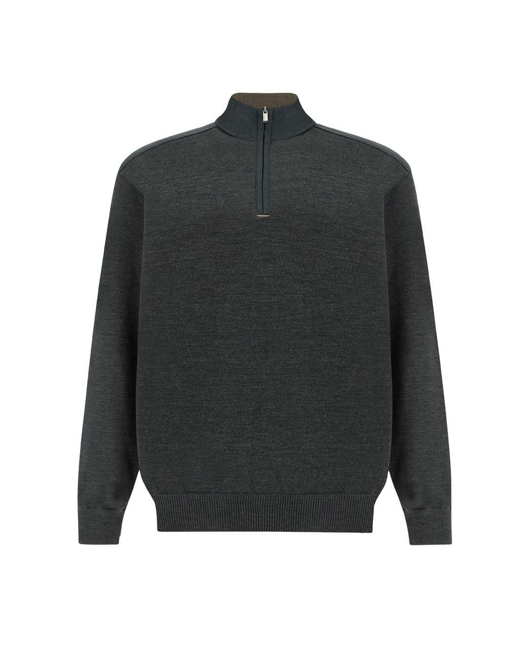 Paul & Shark Gray Summer Wool Half-Zip Sweater With Wool And Silk Inserts for men