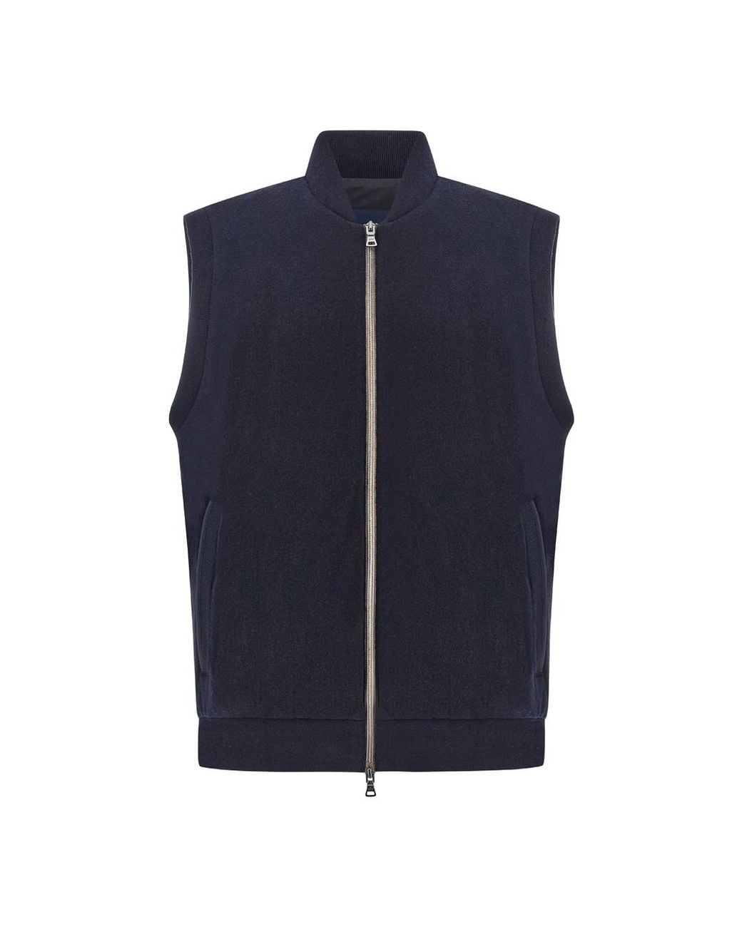 Paul & Shark Blue 140's Superfine Merino Wool Gilet With Typhoon Platinum Details for men