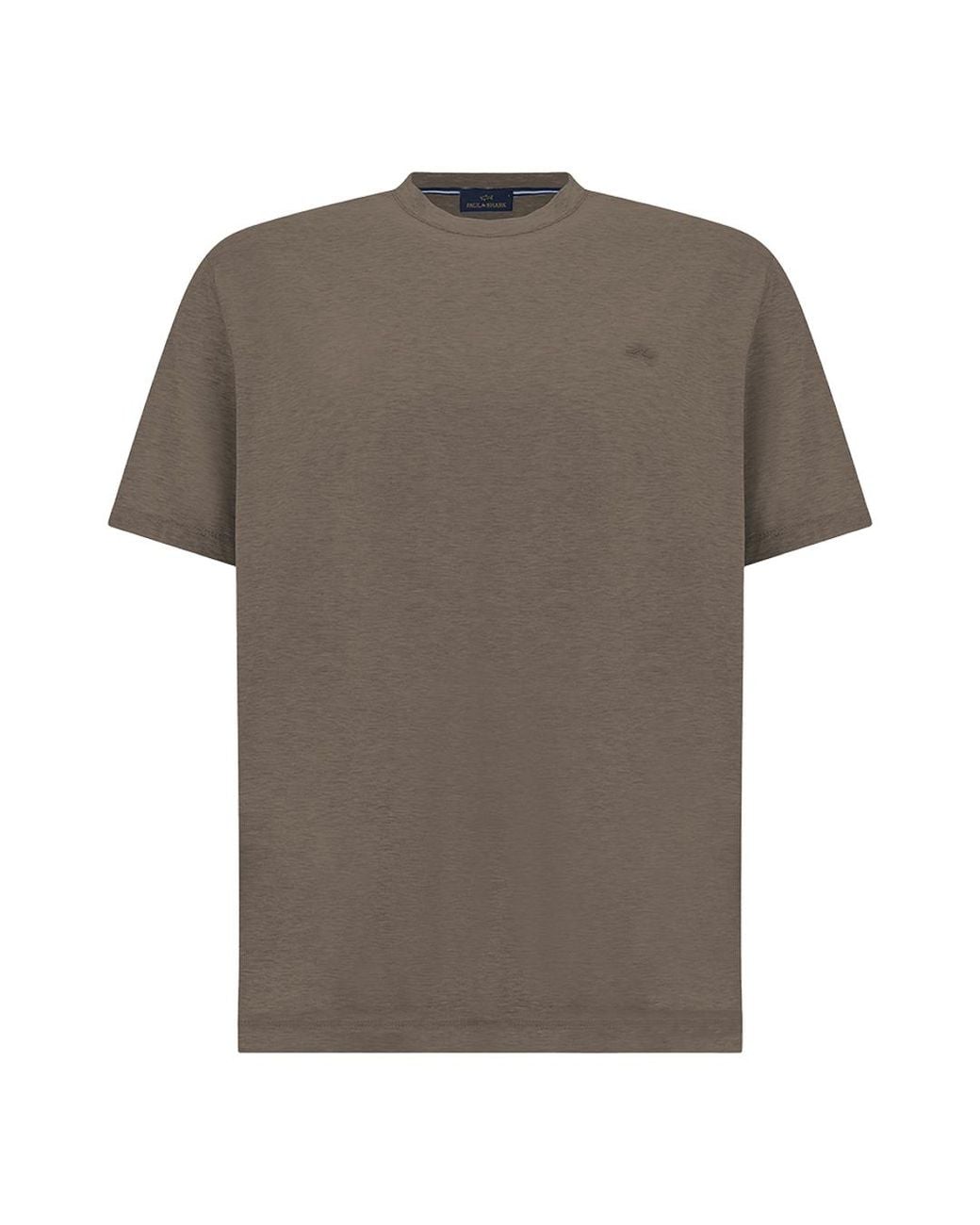 Paul & Shark Gray Cotton Jersey T-Shirt With Shark Fin Embroidery for men