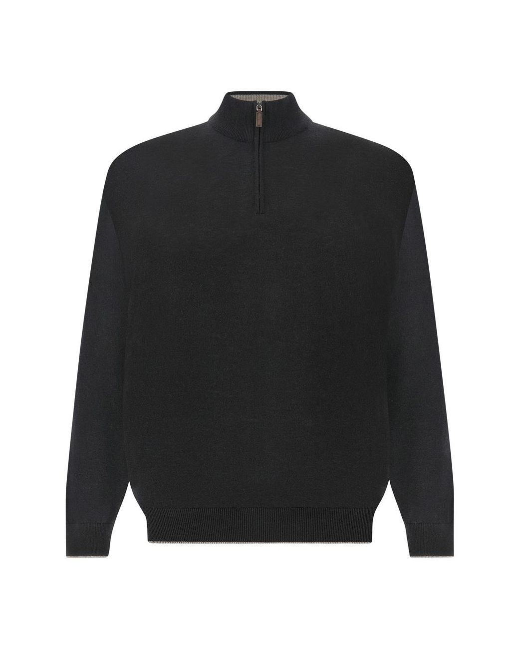 Paul & Shark Black Piuma Wool Half-Zip Sweater for men