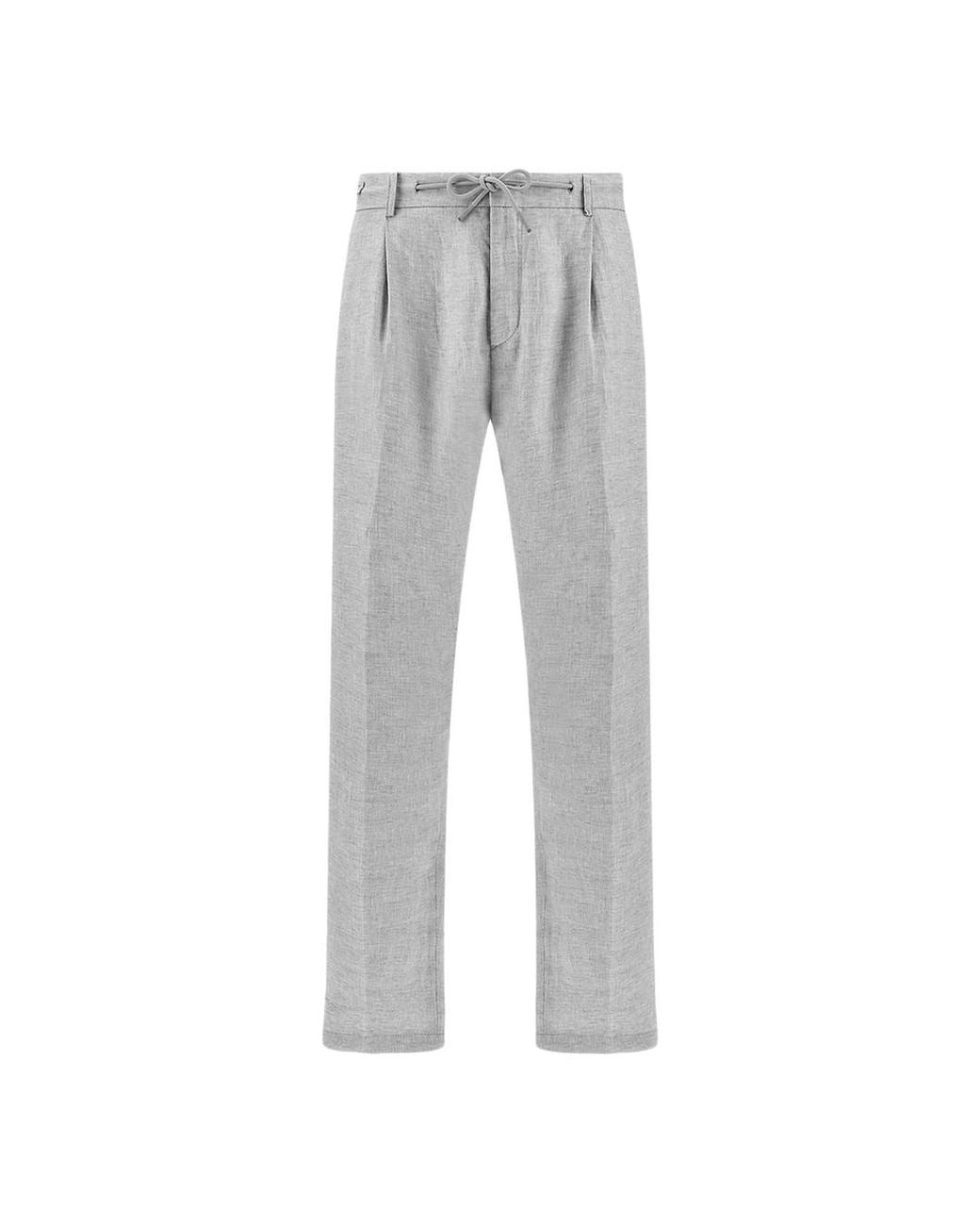 Paul & Shark Gray Linen Chino Trousers for men