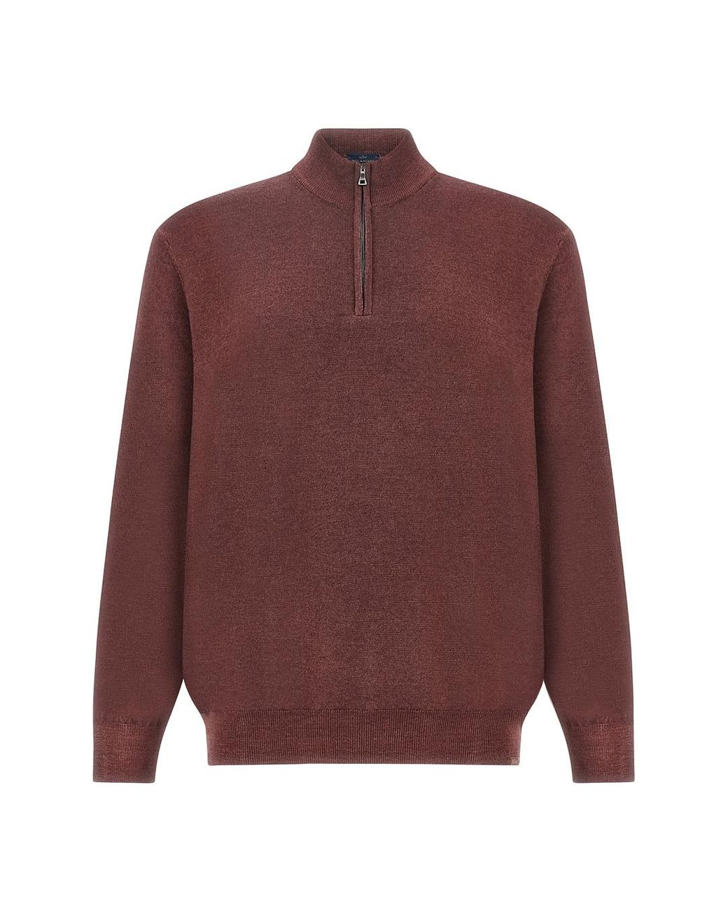 Paul & Shark Purple Garment-Dyed Half-Zip Wool Sweater for men