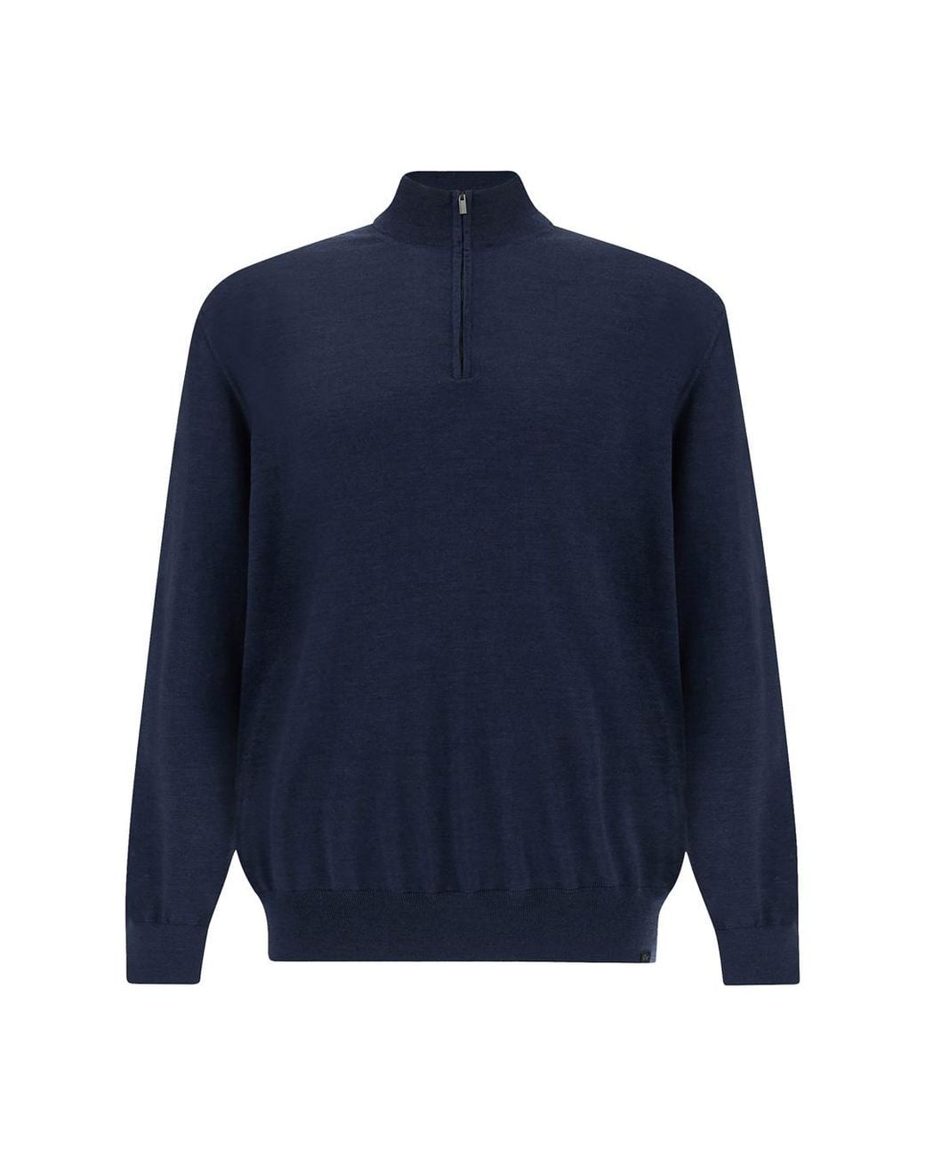 Paul & Shark Blue 140's Superfine Merino Wool Half‑Zip Sweater for men