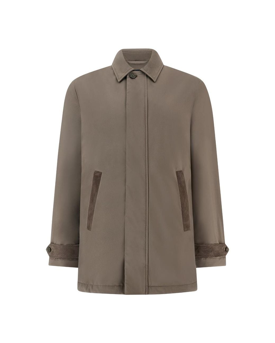 Paul & Shark Brown Typhoon Platinum Car Coat With Suede Details for men
