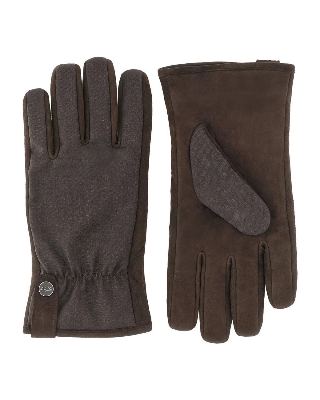 Paul & Shark Brown Leather And Wool Gloves for men