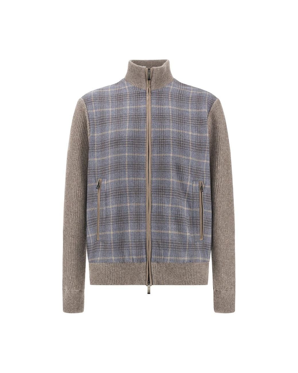 Paul & Shark Gray Tartan Wool And Silk Blouson for men