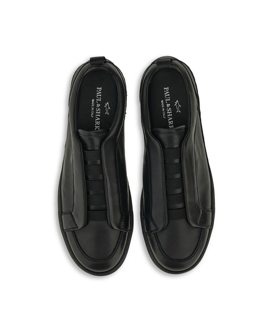 Paul & Shark Black Leather Slip-On Sneakers for men