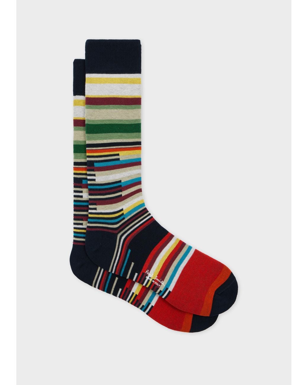Paul Smith White Dark Cotton-Blend Mixed 'Signature Stripe' Socks for men