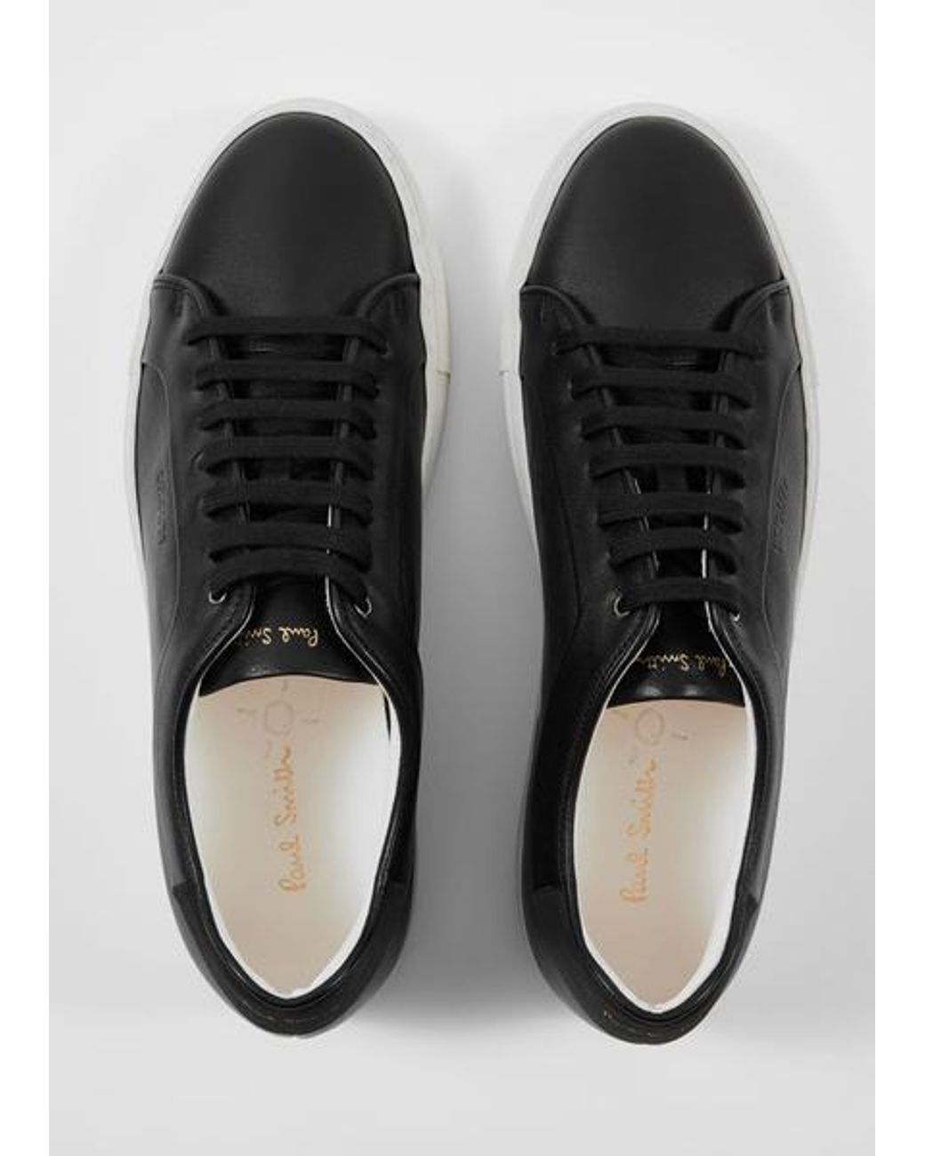 Paul Smith Black Leather 'Basso' Trainers With Cream Soles for men