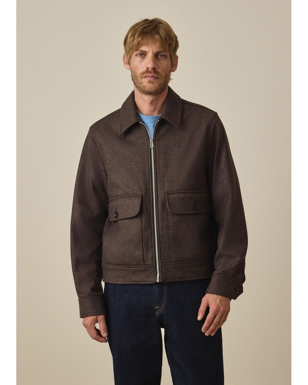 Paul Smith Brown Wool-Blend Cropped Patch-Pocket Jacket for men