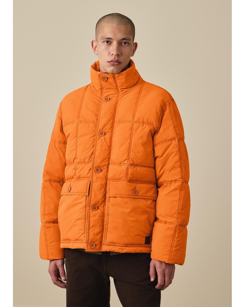 Paul Smith Orange Enzyme-Washed Padded Jacket for men