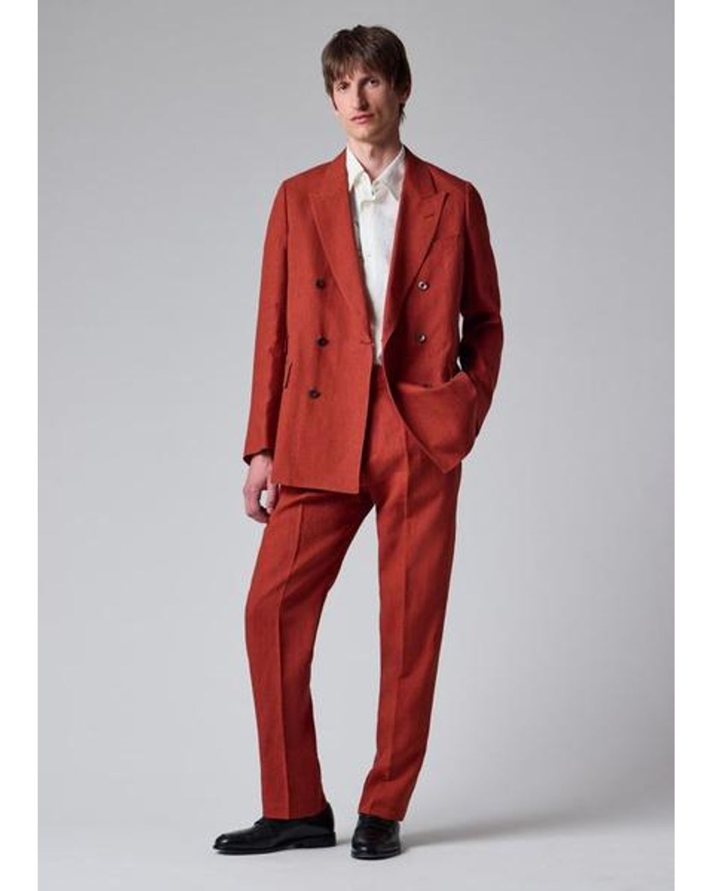 Paul Smith Red Rust Linen Trousers for men