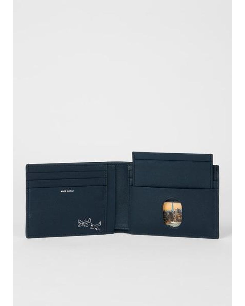Paul Smith Blue Dark 'London Travel' Billfold Wallet for men