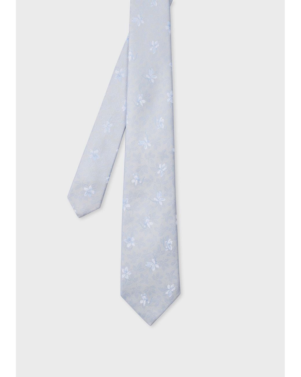 Paul Smith White Light Tonal Floral Silk Tie for men