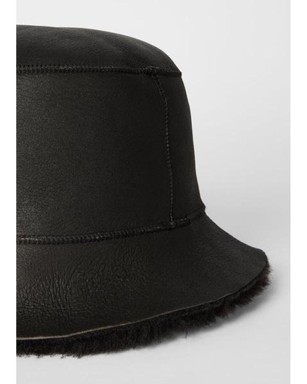 Paul Smith Black Leather Bucket Hat