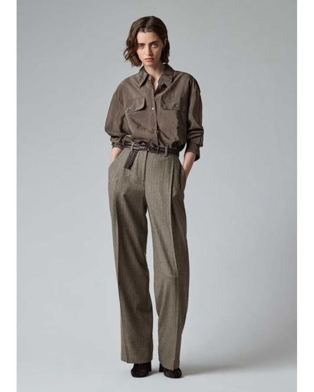 Paul Smith Brown Khaki Organza Utility Shirt